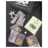 Tokens earrings travel bag necklaces pendant