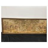 Vintage Large Wood Framed Tapestry 58x20.5