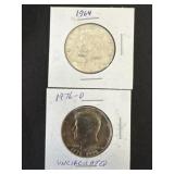 1976-D and 1964 Kennedy Half Dollars