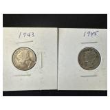 1943 and 1945 Mercury Dimes