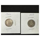 1942 and 1937 Mercury Dimes