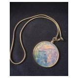 vintage gold-tone hologram pendant necklace