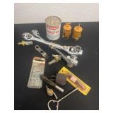Dog bone tool set with with screws and engine oil