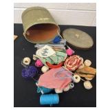 Vintage Sewing kit box with sewing items 8ï¿½x8ï¿½