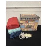 Storage box with electric scissors with fabric