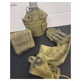 Group of military canteen and pouches.