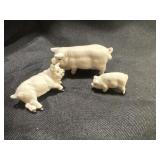 Vintage Miniature Bone China Pig Family Swine