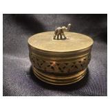 Vintage trinket box with brass With elephant