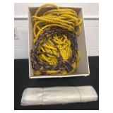 Box of rope and plastic sheeting