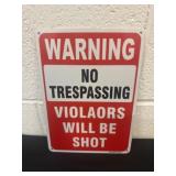 10ï¿½x7ï¿½ no trespassing sign tin