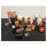 Group of vintage glass food Color bottles