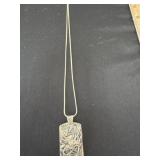 24ï¿½ 925 Sterling Silver Dragon Rectangle Pendant