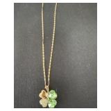 Pretty GREEN Crystal Zirconia Shamrock Necklace