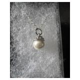 Dainty cultured pearl pendant on sterling silver