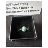 Size 5 non Tarnish silver plated ring with