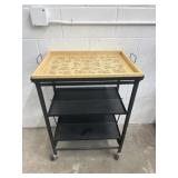 Black Metal Foldable 3 Tier Cart with Cute Tray