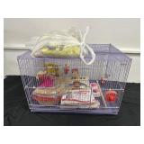 Nice Purple Bird Cage with Accessories and Bird