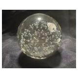 Clear Glass Controlled Bubbles Ball Paperweight -