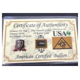 COA American bullion 1/4 grain 24kt gold