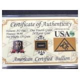 COA American bullion 1/4 grain 24kt gold