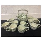 Belleek 'Neptune' or 'Shamrock' basket-weave tea