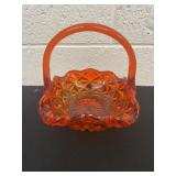 Viking Art Glass Persimmon Orange Daisy pattern