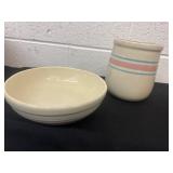 Vintage McCoy Pink & Blue Striped Canister No lid