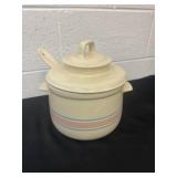 McCoy Pottery Blue Stripe Pink Band Bean Pot