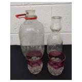 Vintage glass gallon jug, 1 quart triangle dairy