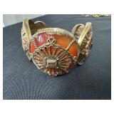 antique Chinese gold gilt silver carnelian cuff