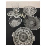Group of glass plates candy dishes