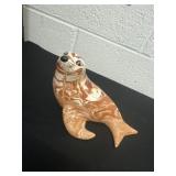 7ï¿½ Vintage- Ceramic- White and Brown Marbled-Seal