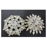 Two 2ï¿½ Fabulous Vintage Large Crystal Brooch
