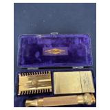Vintage Gillette Gold Tone Razor Original Case