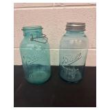 2 10ï¿½ blue mason jars