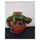 10x8-in  lizard and vase wall decor