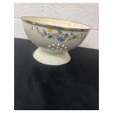 Vintage Enamel Footed Colander Floral Rose