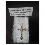 Quality warm silver Jesus on cross on sterling