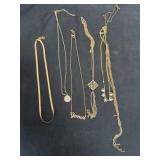 6 gold tone necklaces