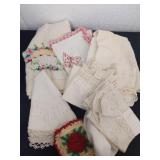 Group of doilies, handkerchiefs and towels