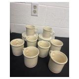 8 McCoy  pink and blue coffee cups and  8 saucers