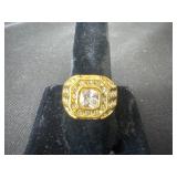 Size 11 gold-toned men's ring with a large square