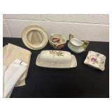 Picture frame floral pitcher and bowl and butter