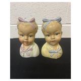Vintage 1950s Girl and.boy Head Vase Wall Pocket