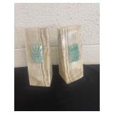 Vintage White Onyx Aztec Face Figurines Bookends