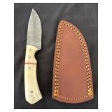 New Damascus Blade Bone Handle Knife with sheath