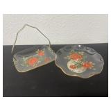 2pc. vintage glass serving pieces, featuring a