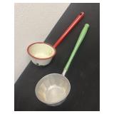 Vintage Enamel and aluminum ladles