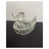 5ï¿½ vintage clear glass 'Duck on a Nest' covered