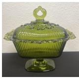 Vintage 7' Olive Green Glass Rectangular Pedestal